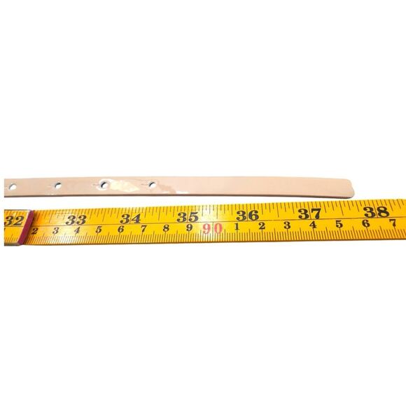 Halogen Patent Faux Leather Pink Dust Skinny Slender Adjustable Bow Belt. Small. - Picture 5 of 6